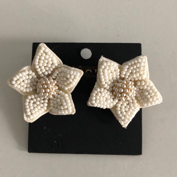 Ann Taylor Jewelry - White Beaded Flower Ann Taylor Earrings